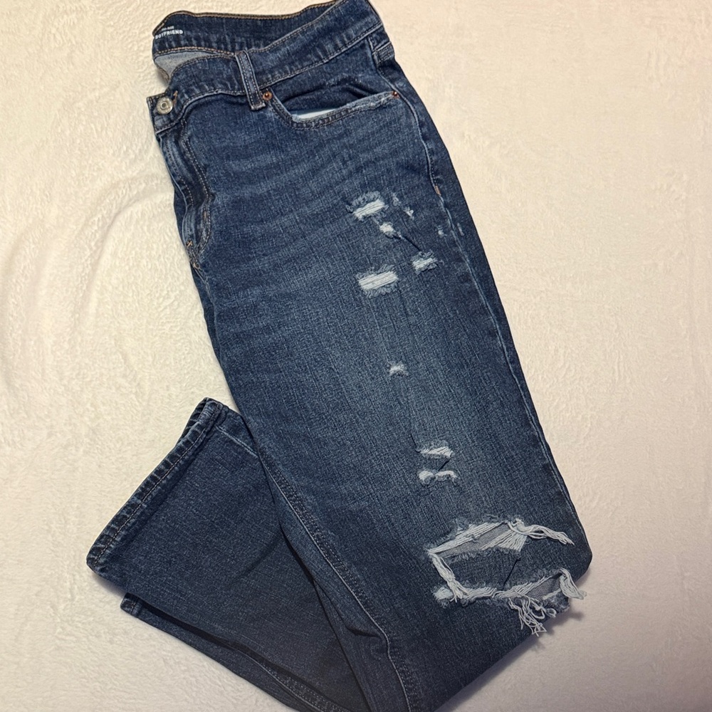 Old Navy Women's Distressed Boyfriend Jeans - Blue